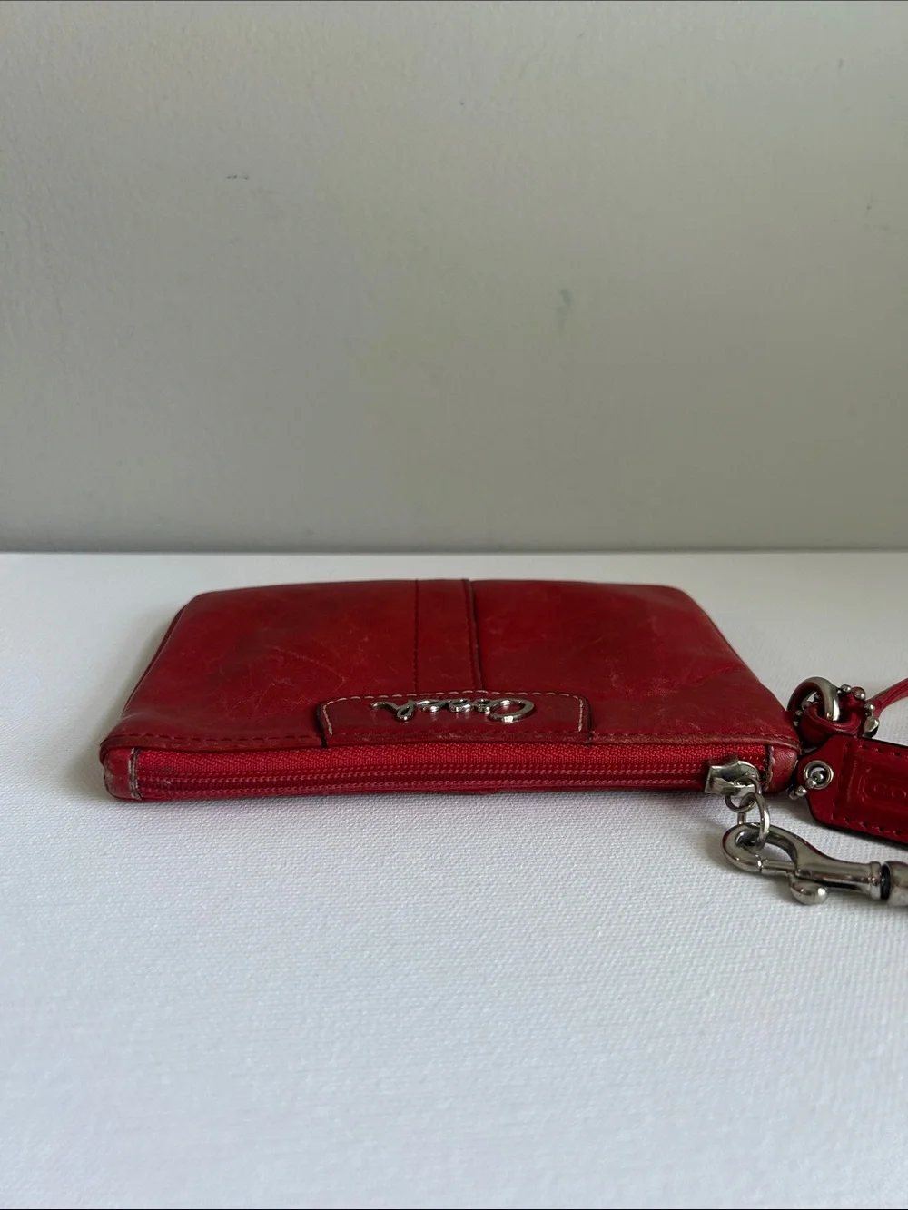 Coach Ashley Vintage Red Leather Wristlet
